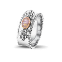 Zilveren ring met open ovale ruimte en accenten “Royals”